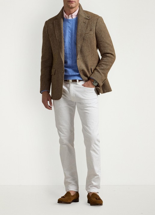 Ralph Lauren Sullivan slim fit jeans met gekleurde wassing - voorkant 6 hdn white / wit