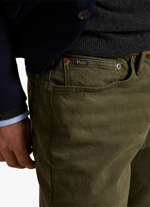 Ralph Lauren Sullivan slim fit jeans met gekleurde wassing - detail 5 hdn dark loden / groen