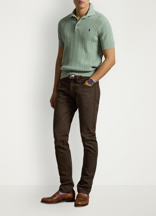 Ralph Lauren Sullivan slim fit jeans met gekleurde wassing - voorkant 4 hdn circuit brown / bruin