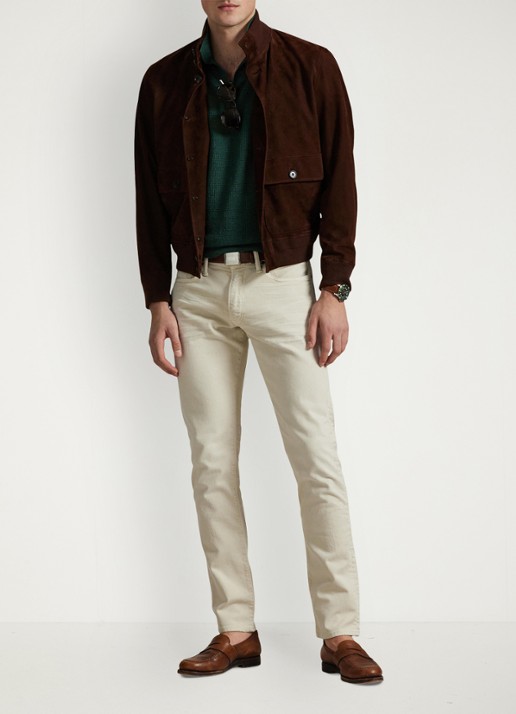 Ralph Lauren Sullivan slim fit jeans met stretch - voorkant 2 hillstone new stone / gebroken wit