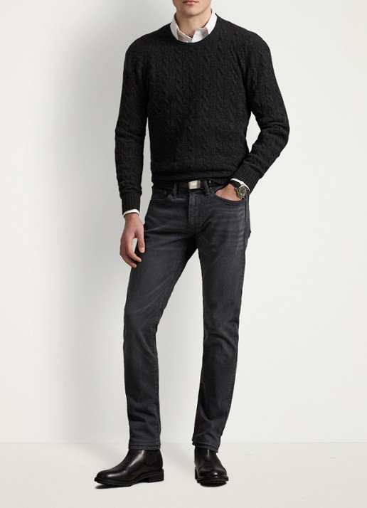 Ralph Lauren Sullivan slim stretch Polo Pony jeans  - voorkant 2 hdn mechanic grey / donkergrijs