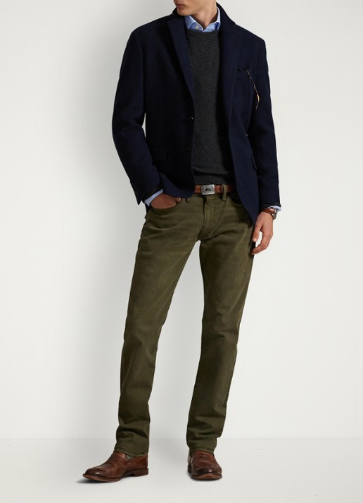 Ralph Lauren Sullivan slim stretch Polo Pony jeans  - voorkant 3 hdn dark loden / groen