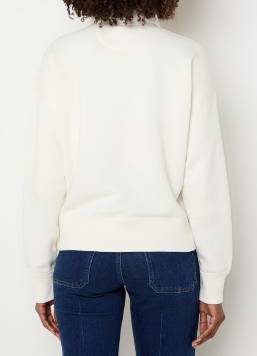Ralph Lauren Sweater met halve rits en logoborduring - achterkant gebroken wit