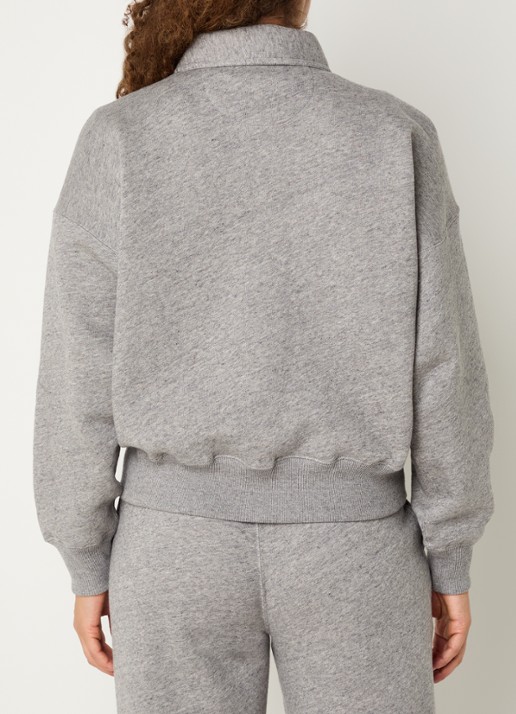 Ralph Lauren Sweater met halve rits en logoborduring - achterkant 4 middengrijs