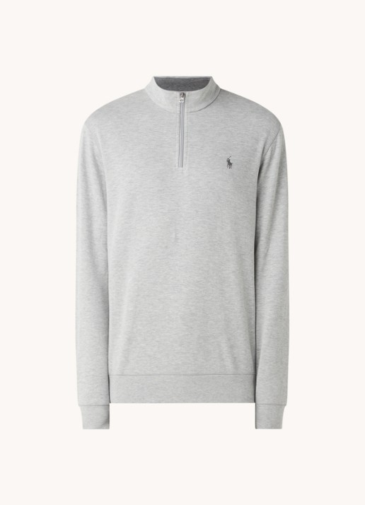 Ralph Lauren Sweater met halve rits en logoborduring - voorkant 2 andover heather/c9684