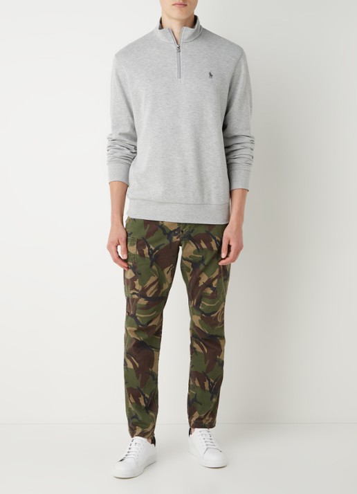 Ralph Lauren Sweater met halve rits en logoborduring - voorkant 3 andover heather/c9684