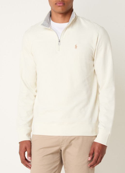 Ralph Lauren Sweater met halve rits en logoborduring - detail 3 parchment cream / creme
