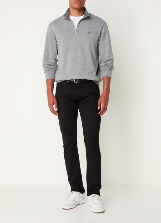 Ralph Lauren Sweater met halve rits en logoborduring - voorkant 2 steel heather