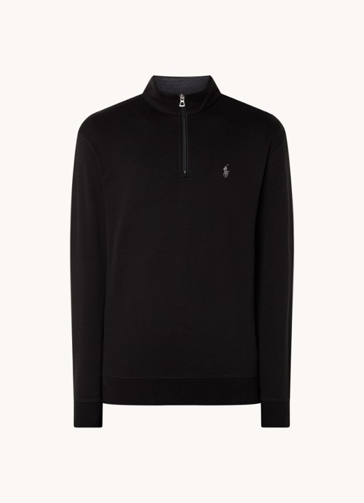 Ralph Lauren Sweater met halve rits en logoborduring - voorkant 2 zwart