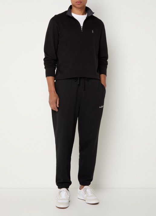 Ralph Lauren Sweater met halve rits en logoborduring - voorkant 3 zwart