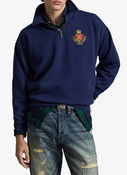 Ralph Lauren Sweater met halve rits en logoborduring