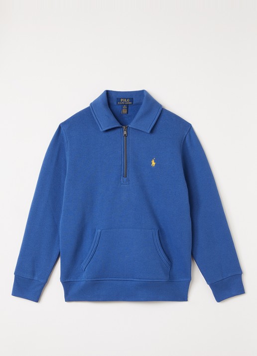 Ralph Lauren Sweater met halve rits - voorkant blauw