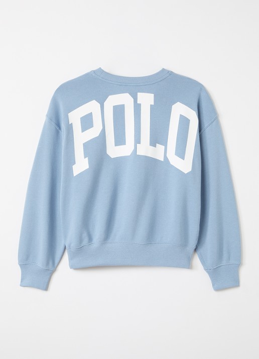 Ralph Lauren Sweater met logo- en backprint - voorkant 3 staalblauw