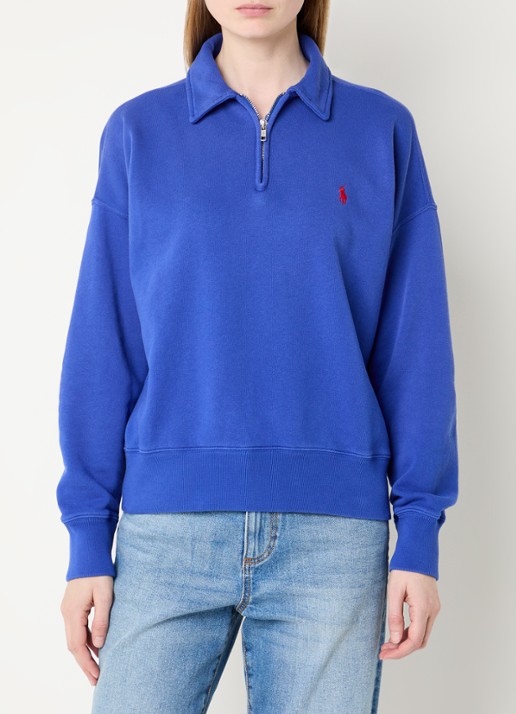 Ralph Lauren Sweater met logo en halve rits