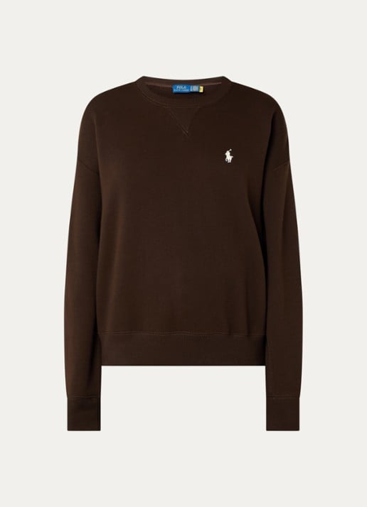 Ralph Lauren Sweater met logoborduring - voorkant bruin