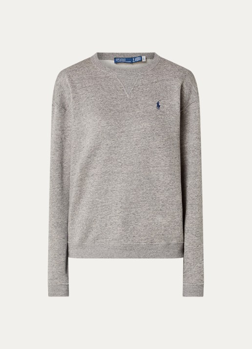 Ralph Lauren Sweater met logoborduring - voorkant lichtgrijs