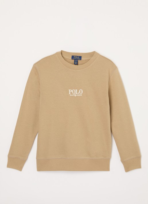 Ralph Lauren Sweater met logoborduring - voorkant zand