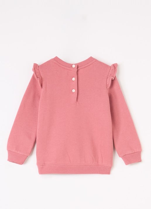 Ralph Lauren Sweater met logoprint en volant - voorkant 2 roze