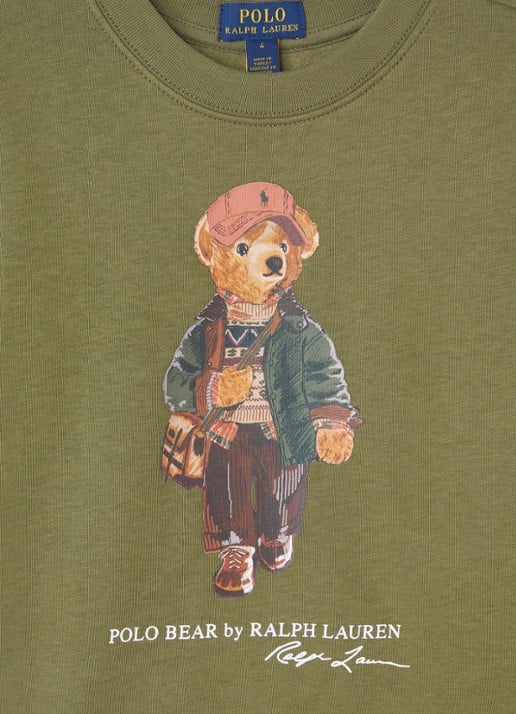Ralph Lauren Sweater met logoprint - detail olijfgroen