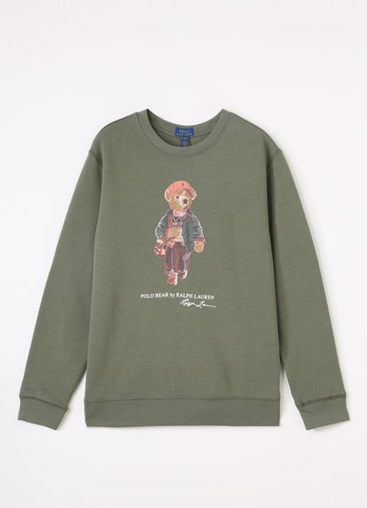 Ralph Lauren Sweater met logoprint - voorkant 5 olijfgroen