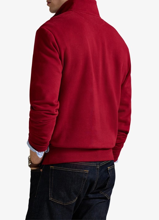 Ralph Lauren Sweater van fleece met logoborduring - achterkant holiday red / rood