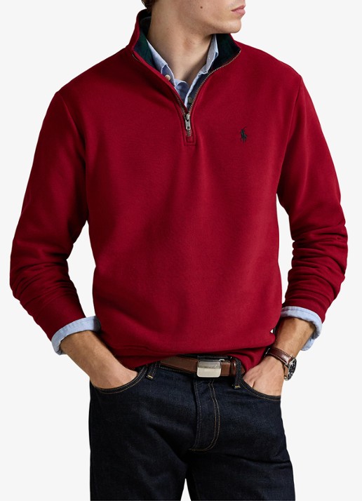 Ralph Lauren Sweater van fleece met logoborduring - detail 4 holiday red / rood