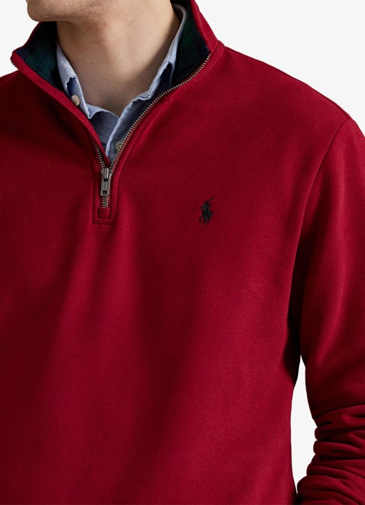 Ralph Lauren Sweater van fleece met logoborduring - detail 5 holiday red / rood