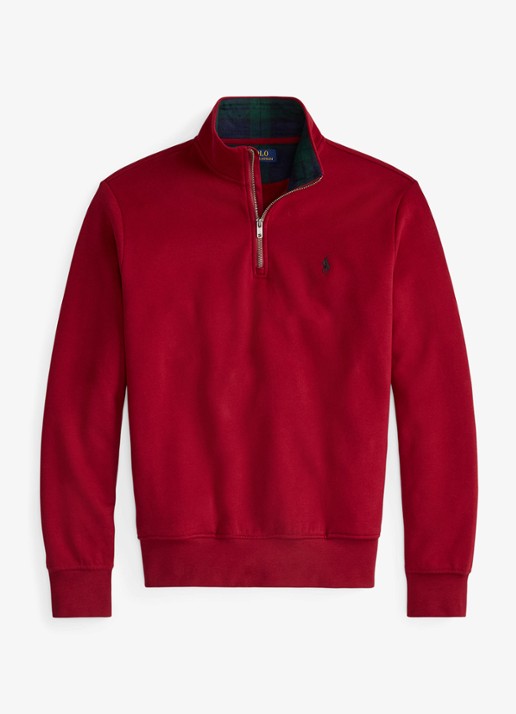 Ralph Lauren Sweater van fleece met logoborduring - voorkant 2 holiday red / rood