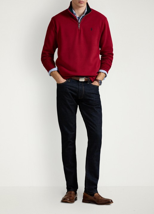 Ralph Lauren Sweater van fleece met logoborduring - voorkant 3 holiday red / rood