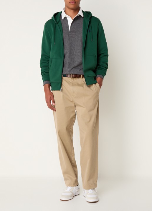 Ralph Lauren Sweatvest met steekzakken en logoborduring - voorkant 2 vintage pine / donkergroen
