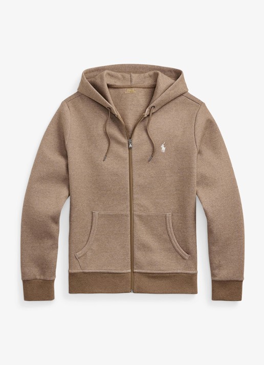Ralph Lauren Sweatvest met steekzakken en logoborduring - voorkant 4 brown heather / bruin