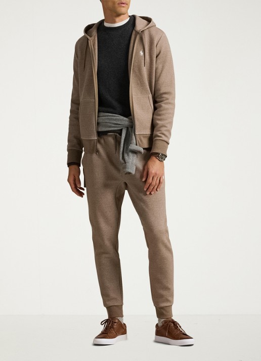 Ralph Lauren Sweatvest met steekzakken en logoborduring - voorkant 5 brown heather / bruin