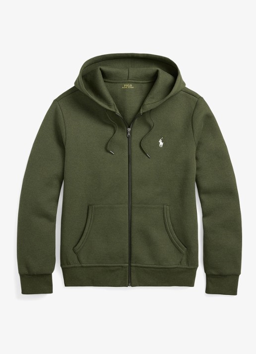 Ralph Lauren Sweatvest met steekzakken en logoborduring - voorkant 3 alphine heather / legergroen