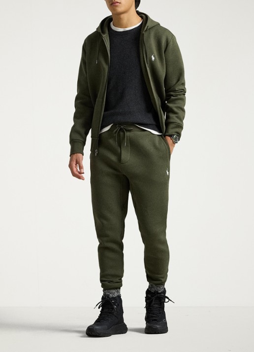 Ralph Lauren Sweatvest met steekzakken en logoborduring - voorkant 4 alphine heather / legergroen