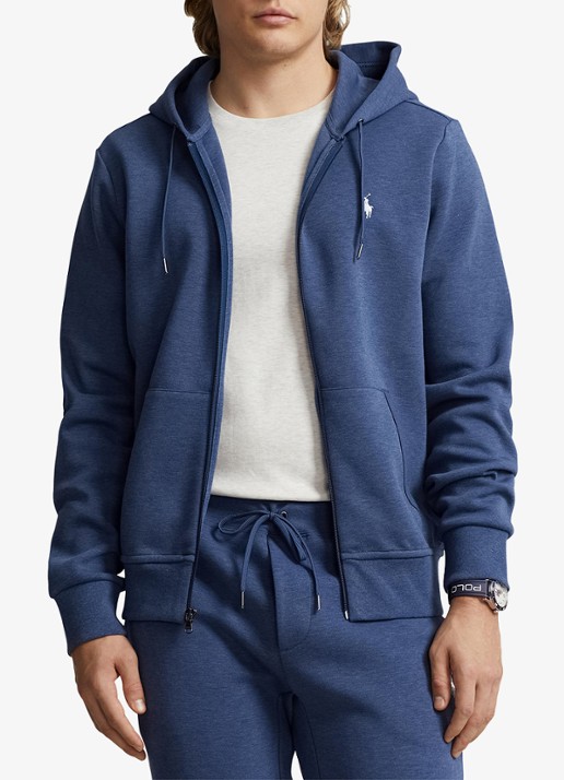 Ralph Lauren Sweatvest met steekzakken en logoborduring - detail derby blue heather / blauw