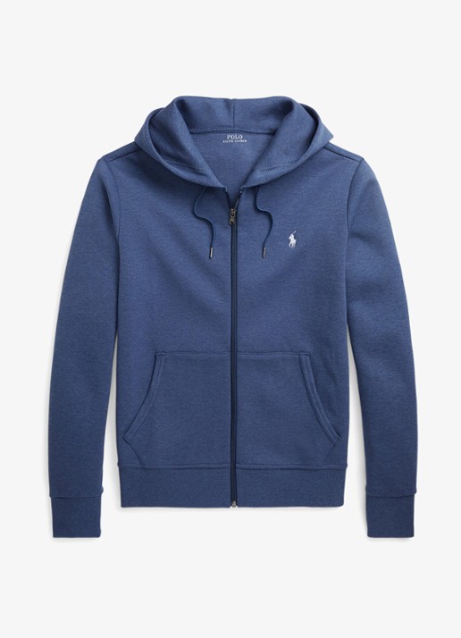 Ralph Lauren Sweatvest met steekzakken en logoborduring - voorkant 2 derby blue heather / blauw