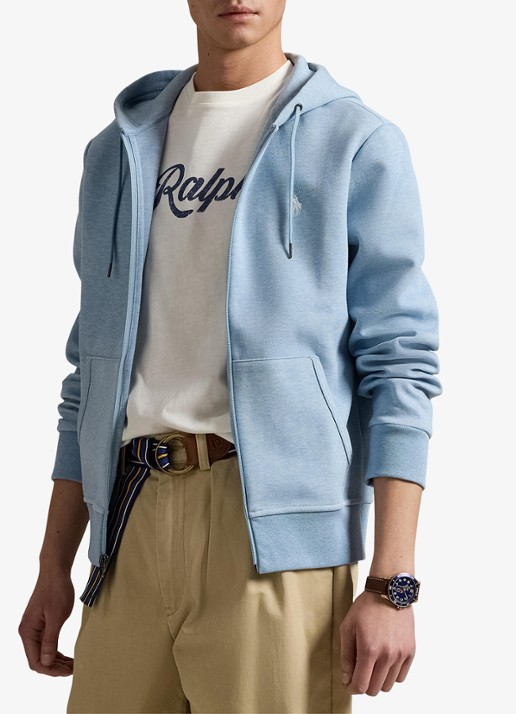 Ralph Lauren Sweatvest met steekzakken en logoborduring - detail 4 modern blue heather / blauw