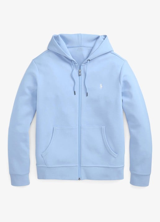 Ralph Lauren Sweatvest met steekzakken en logoborduring - voorkant 4 office blue / lichtblauw