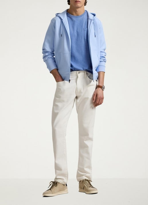 Ralph Lauren Sweatvest met steekzakken en logoborduring - voorkant 5 office blue / lichtblauw