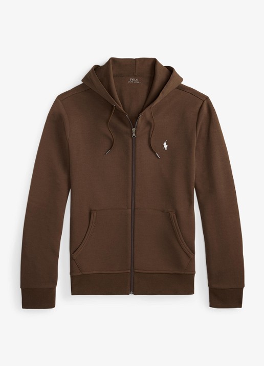 Ralph Lauren Sweatvest met steekzakken en logoborduring - voorkant 4 branch brown / bruin