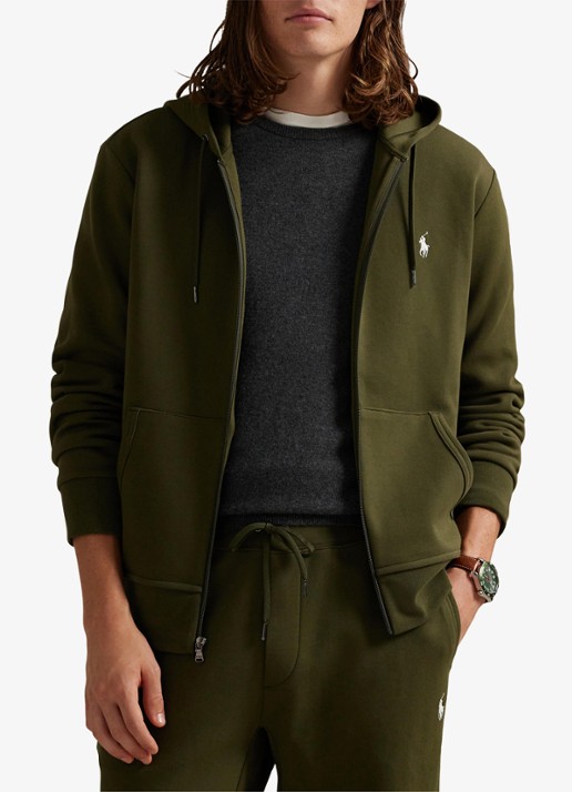 Ralph Lauren Sweatvest met steekzakken en logoborduring - detail 2 company olive / olijfgroen