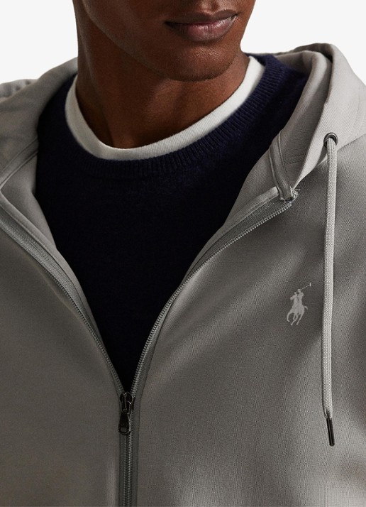 Ralph Lauren Sweatvest met steekzakken en logoborduring - detail 4 soft grey