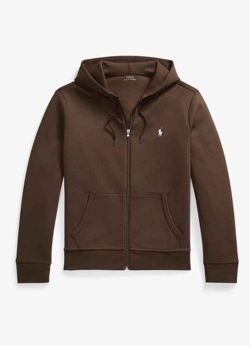Ralph Lauren Sweatvest met steekzakken en logoborduring - voorkant 4 nutmeg brown