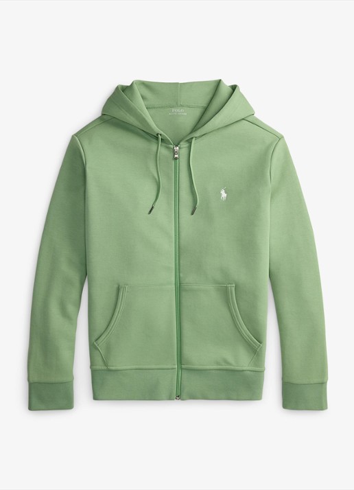 Ralph Lauren Sweatvest met steekzakken en logoborduring - voorkant 3 outback green / groen