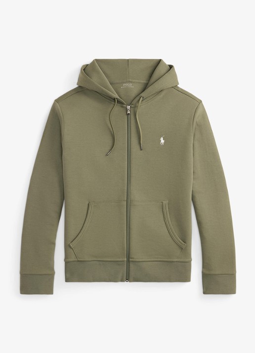 Ralph Lauren Sweatvest met steekzakken en logoborduring - voorkant 4 cruise olive / olijfgroen