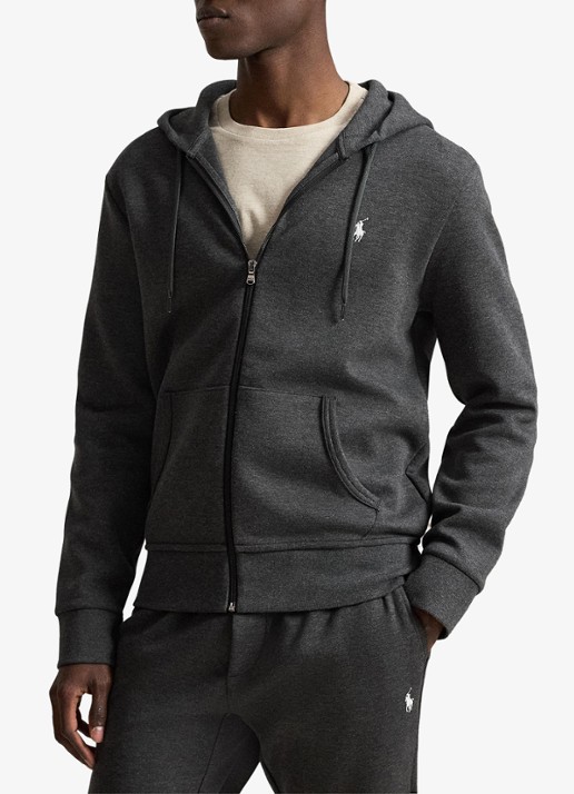 Ralph Lauren Sweatvest met steekzakken en logoborduring - voorkant 4 windsor heather / donkergrijs