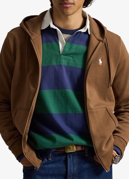 Ralph Lauren Sweatvest met steekzakken en logoborduring - voorkant 2 luggage brown / bruin