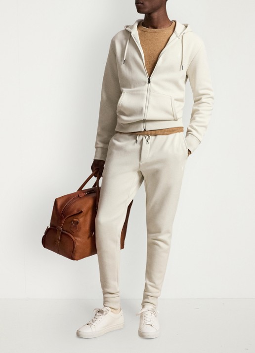 Ralph Lauren Sweatvest met steekzakken en logoborduring - detail stone pebble / gebroken wit