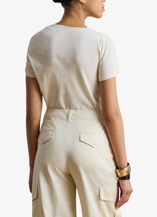 Ralph Lauren T-shirt met knoopdetail - achterkant 5 mascarpone crème / crème
