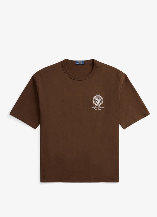 Ralph Lauren T-shirt met logo- en backprint - voorkant branch brown-3s7t